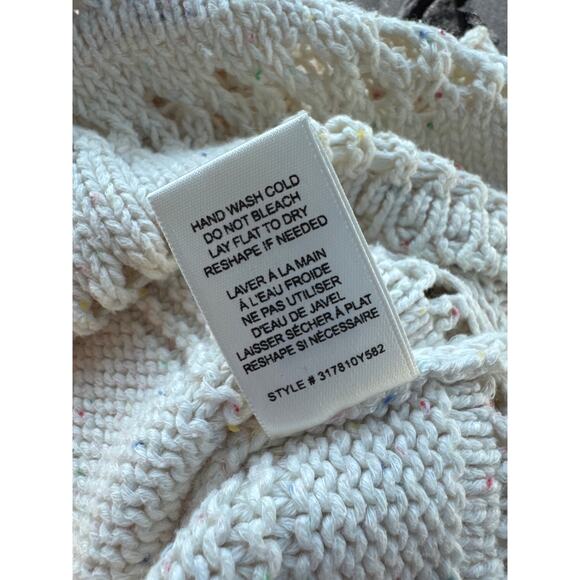 LA VIE Rebecca Taylor Crochet Sweater Oatmeal Multi Color Speckled XS - Picture 9 of 10